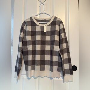 Anthropology Moth Grey Plaid Sweater Size Large